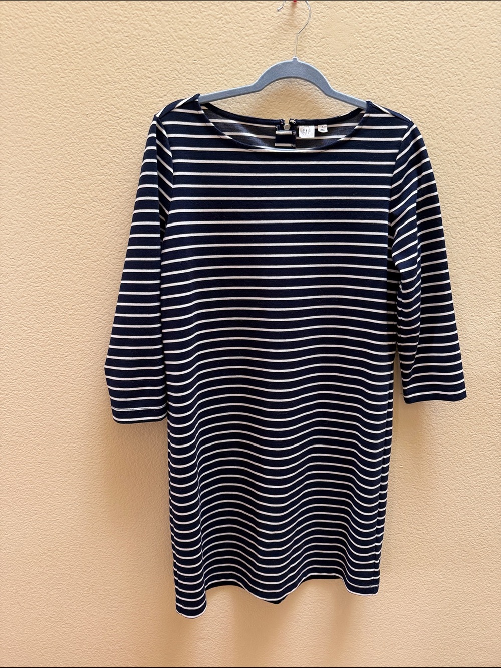 GAP Navy and White Striped Top with Boatneck